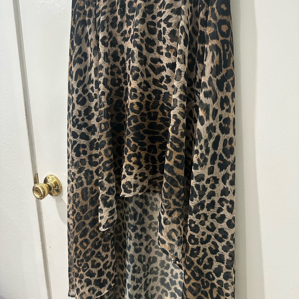 All Saints Animal Print Leopard  High Low Skirt